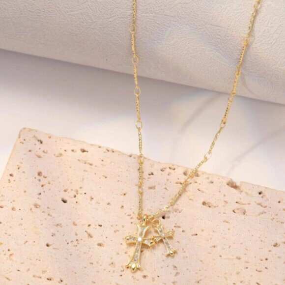 Sweet Gold Cross Pendant Necklace Simple Fashion Clavicle Chains Choker Gift Her - Picture 3 of 6